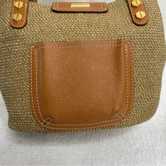 Eric Javits Women Tan Brown Rattan Flap Shoulder Purse Bag Boho Coastal Tropical - Picture 8 of 16